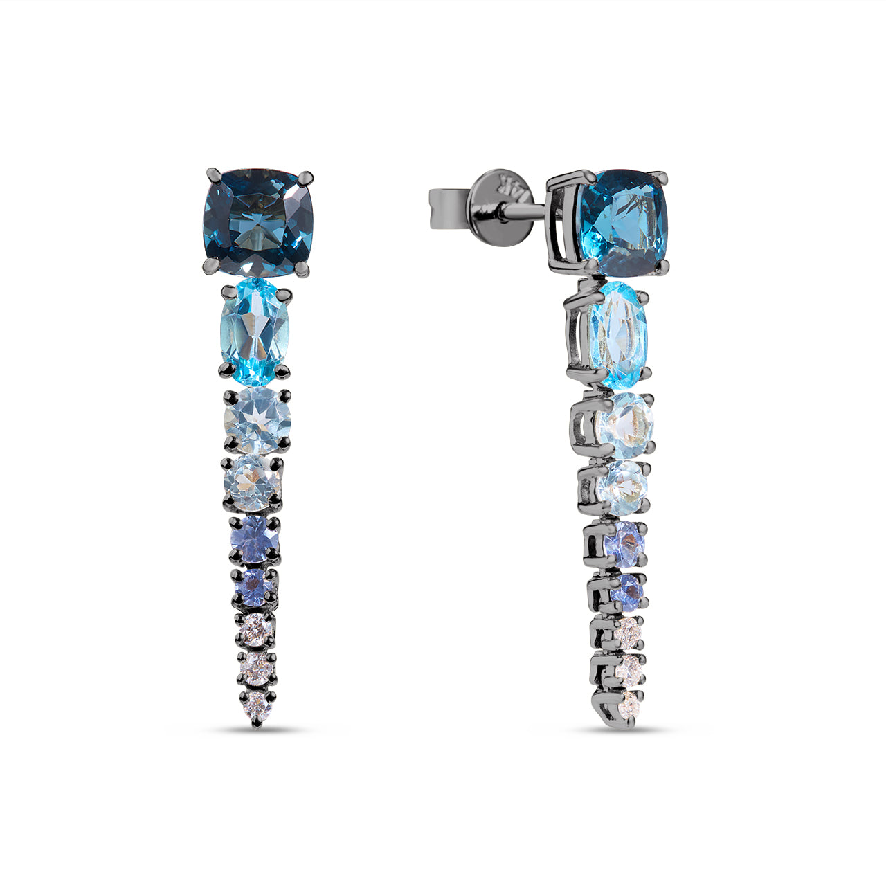 Blue Topaz & Diamond Ombre Dangle Earring