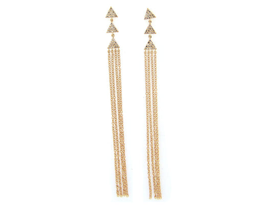 DIAMOND TRIANGLE TASSEL EARRING