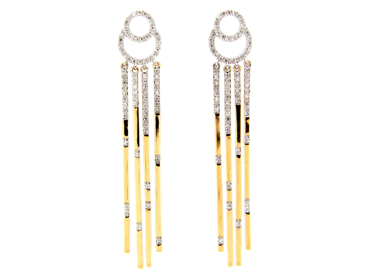 DIAMOND ART DECO CHANDELIER BAR EARRING, 14KWY (N)