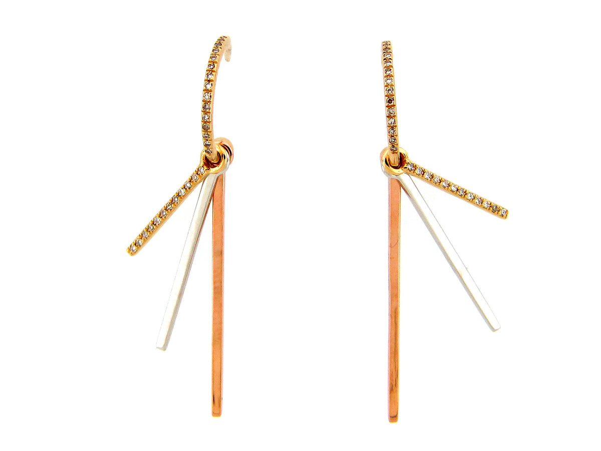 DIAMOND 3 BAR LAYERED EARRING, 18WYR (N)