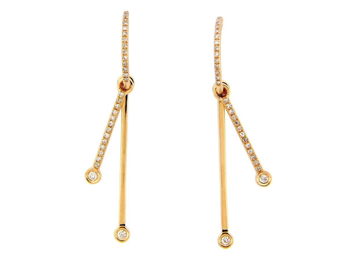 DIAMOND 2 BAR LAYERED EARRING, 14KY (N)
