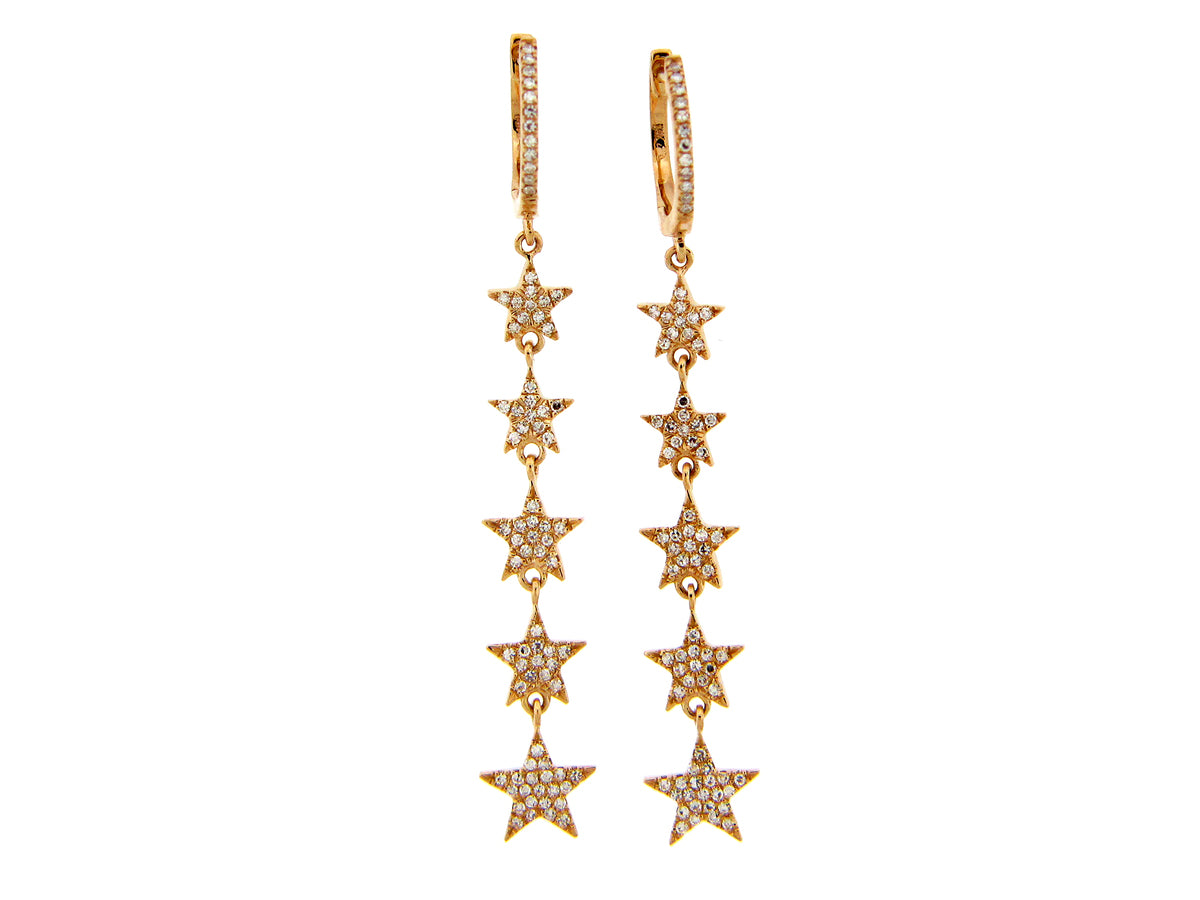 DIAMOND PAVE 5 STARS DANGLE EARRING