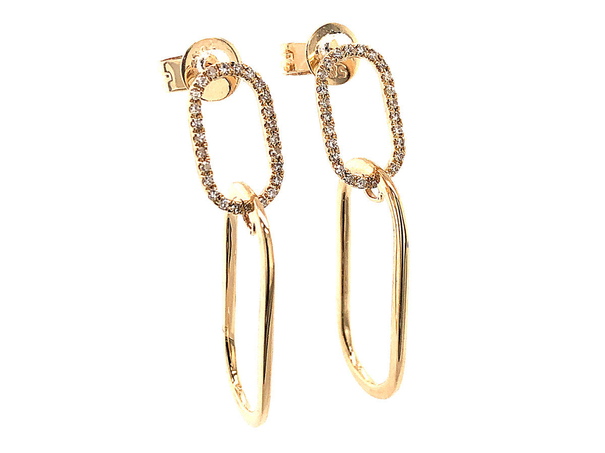 DIAMOND OVAL LINK DANGLE EARRING