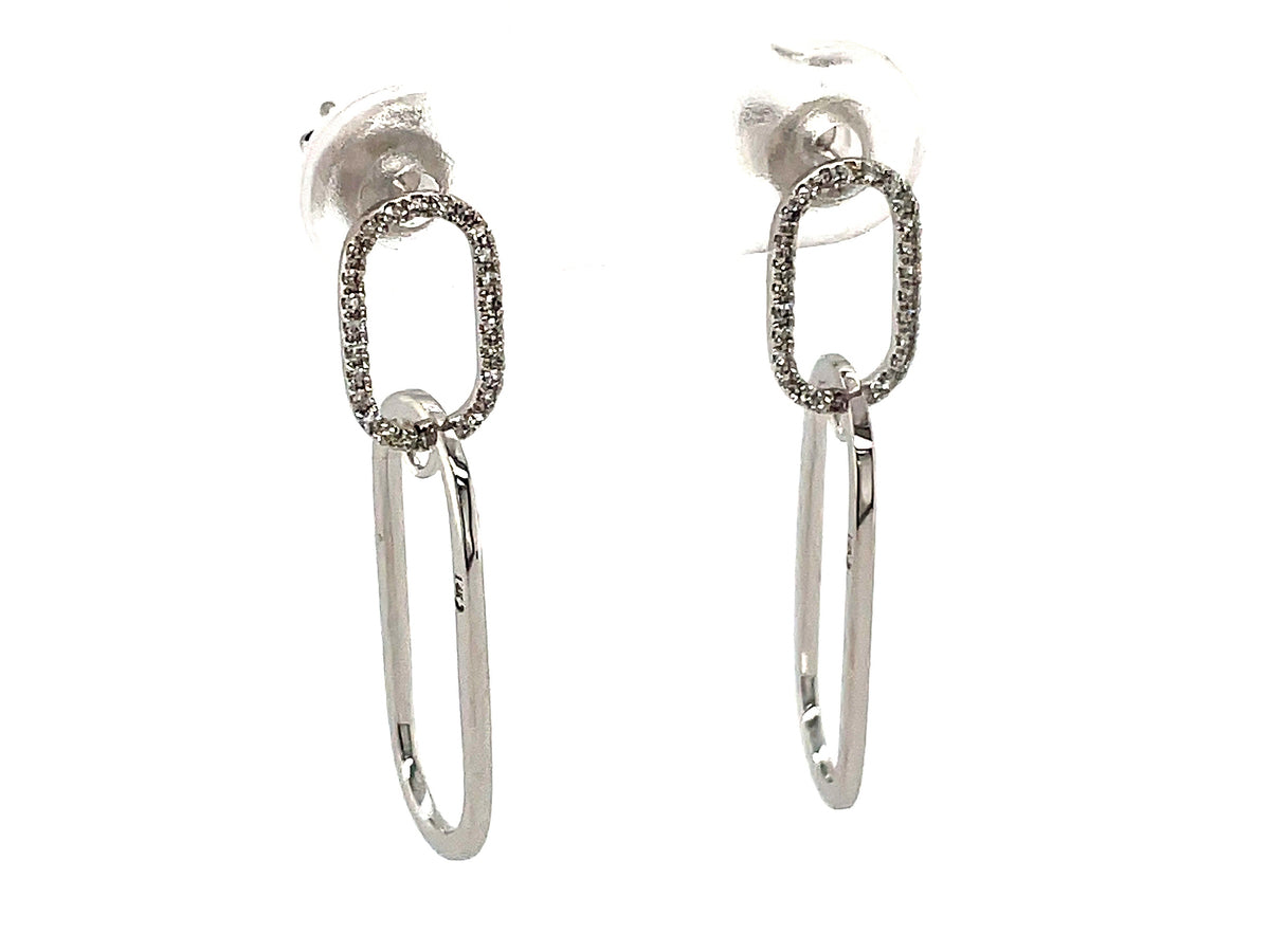Diamond Oval Link Dangle Earring, 14kw (N)