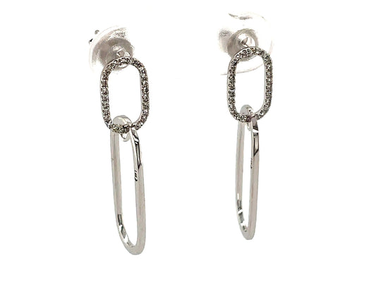 Diamond Oval Link Dangle Earring, 14kw (N)