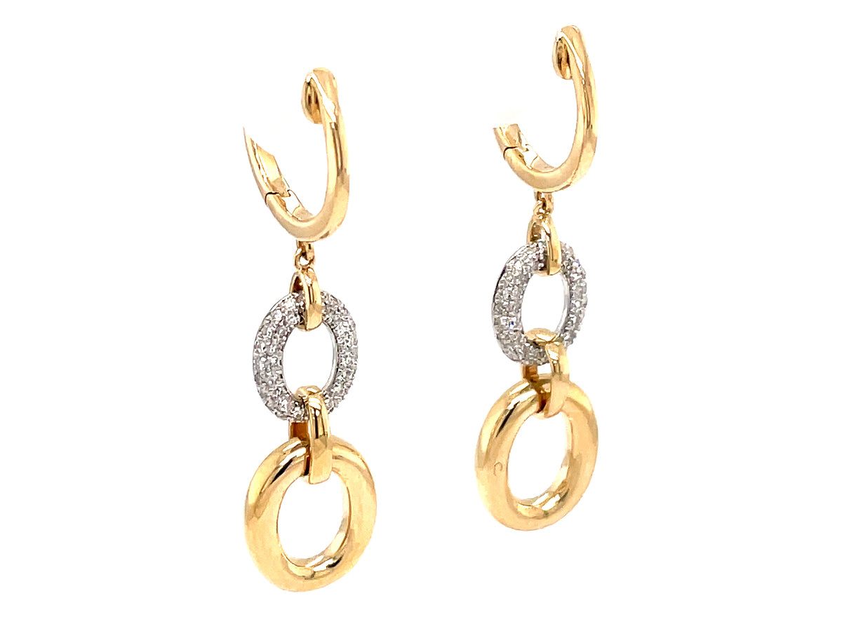 DIAMOND CIRCLE DANGLE EARRING, 14KWY (N)