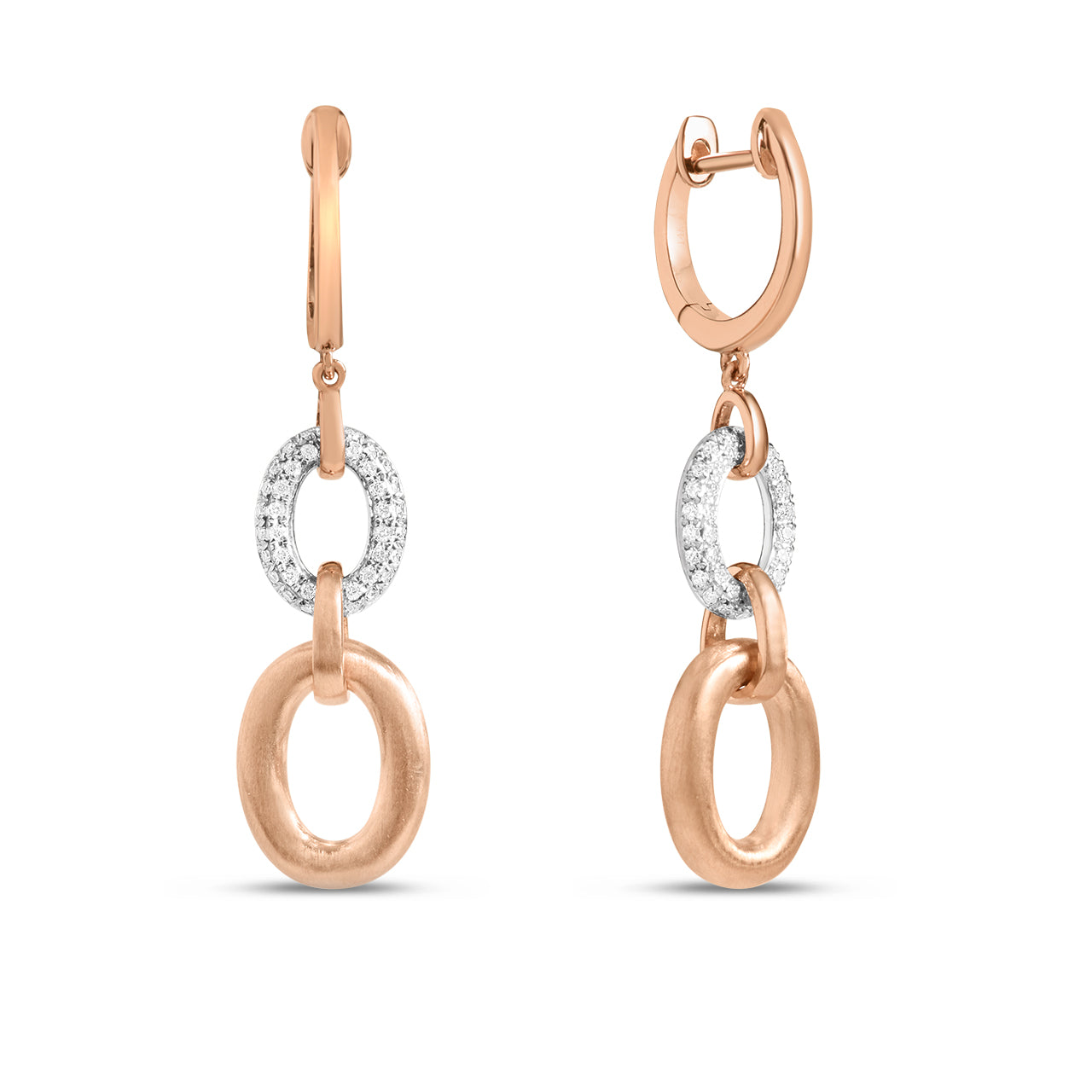 Diamond Oval Link Dangle Earring