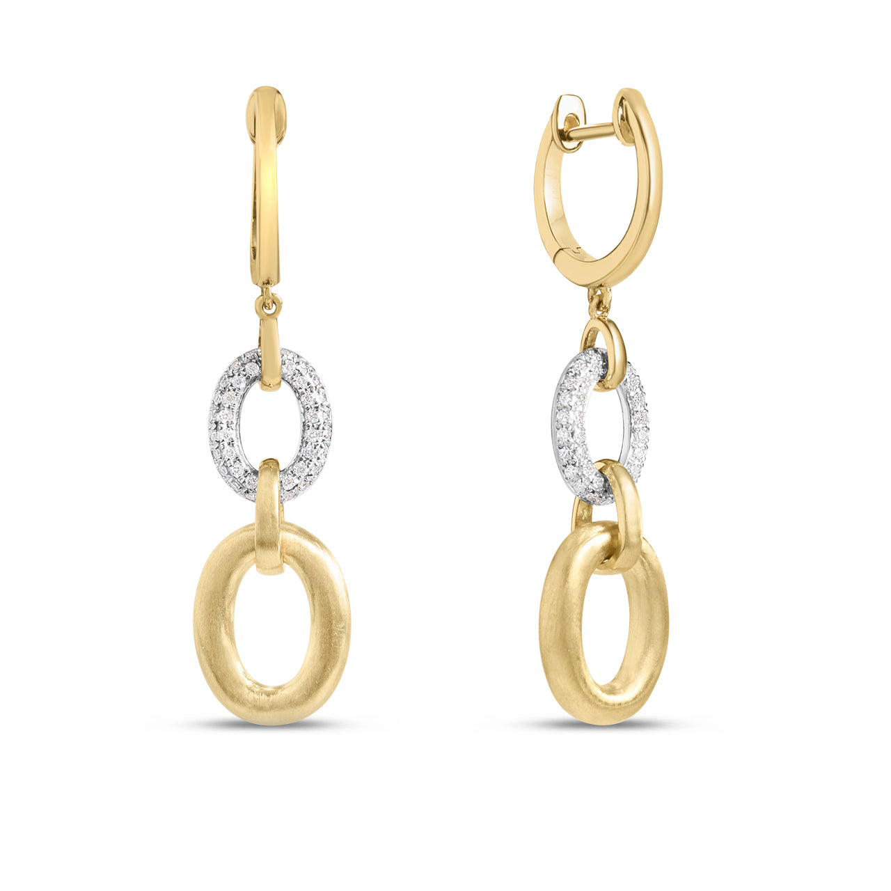 Diamond Oval Link Dangle Earring