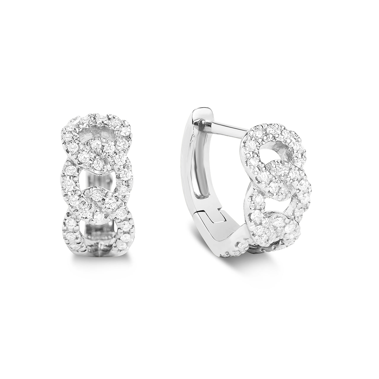 Diamond Mini Curb Link Huggie Earring
