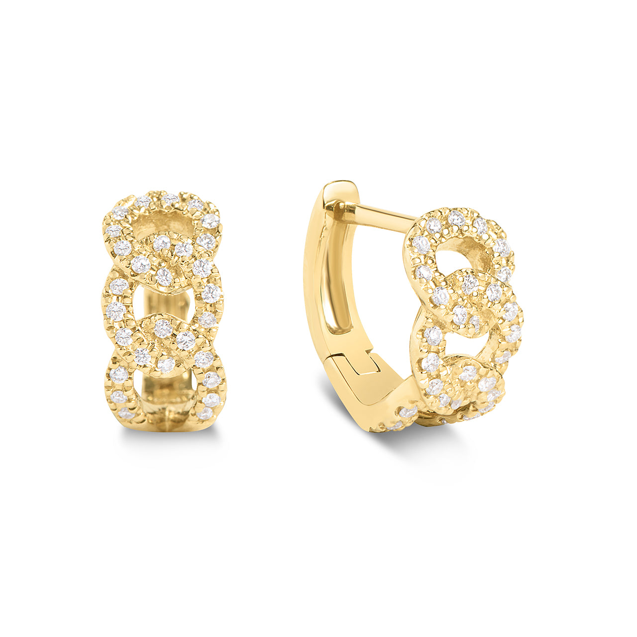 Diamond Mini Curb Link Huggie Earring