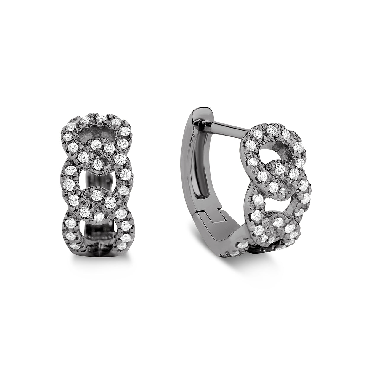 Diamond Mini Curb Link Huggie Earring