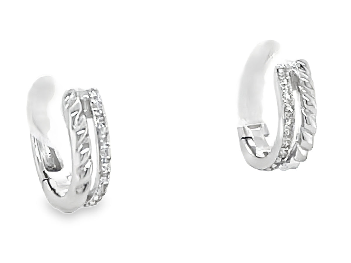 DIAMOND BRAIDED HUGGY EARRING