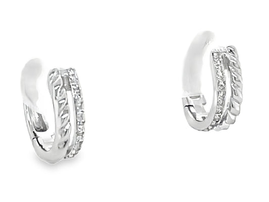 DIAMOND BRAIDED HUGGY EARRING