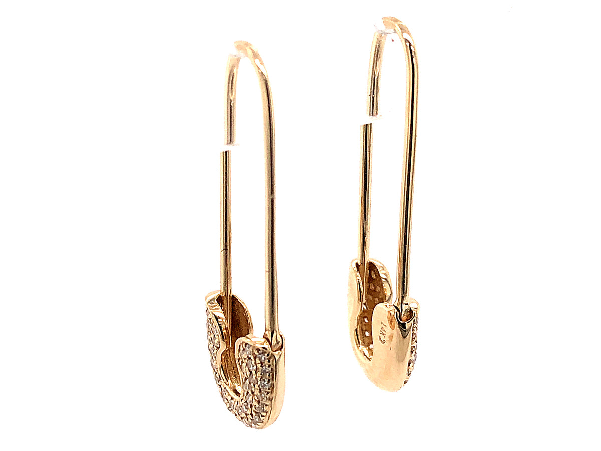 DIAMOND SAFETY PIN EARRING, 14KY (N)