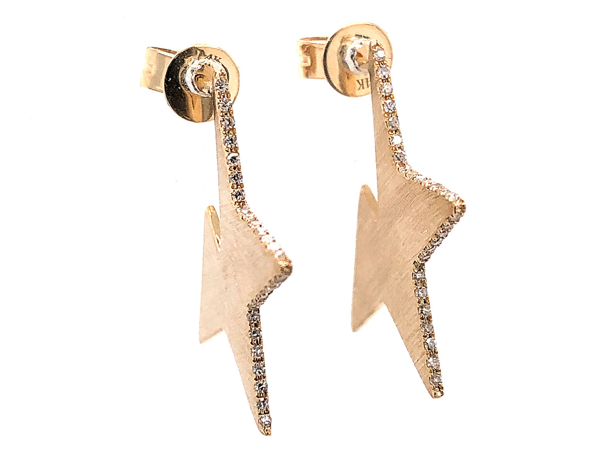 DIAMOND STAR EARRING, SATIN FINISH, 14KY (N)