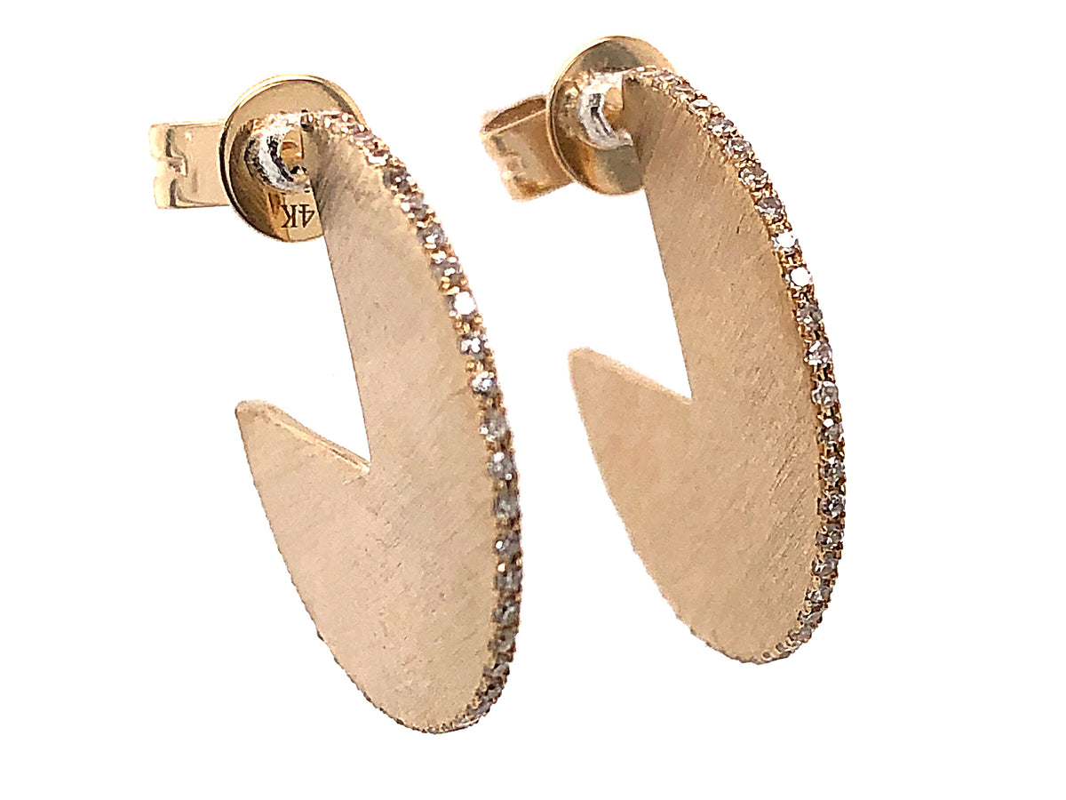 DIAMOND PIZZA WEDGE EARRING, SATIN FINISH, 14KY (N)