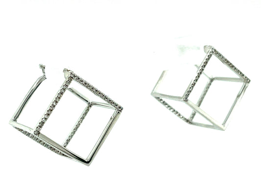 Diamond Cube Earring, 14kw (N)