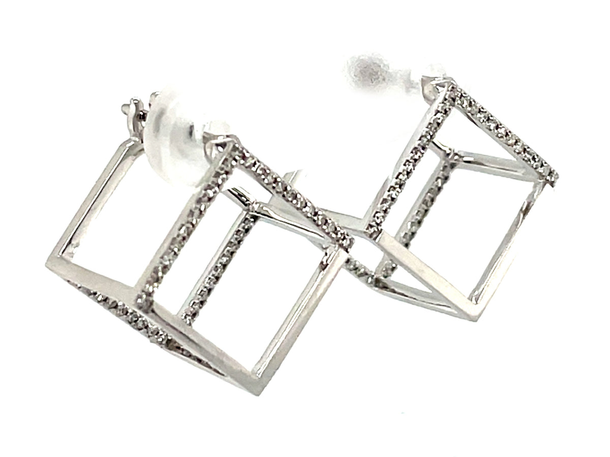 Diamond Cube Earring, 12mm, 14kw (N)