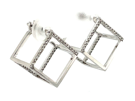 Diamond Cube Earring, 12mm, 14kw (N)