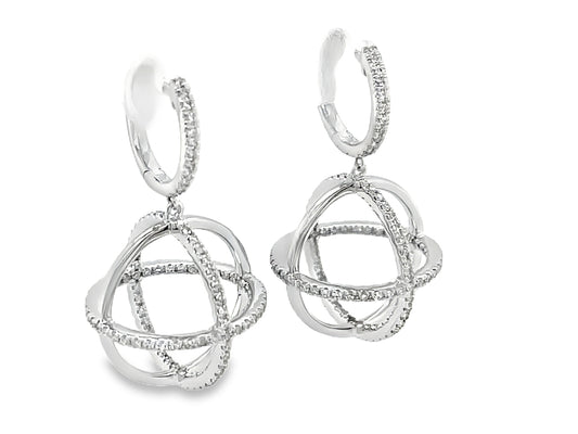 Diamond Sphere Dangle Earring, 15mm