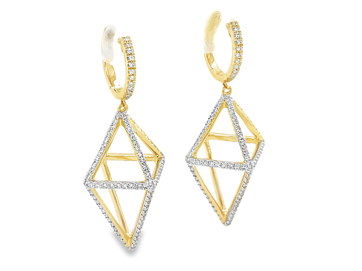 DIAMOND DOUBLE PYRAMID DANGLE EARRING