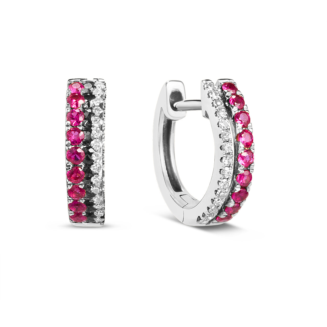 Ruby & Diamond Duet Huggie Earring