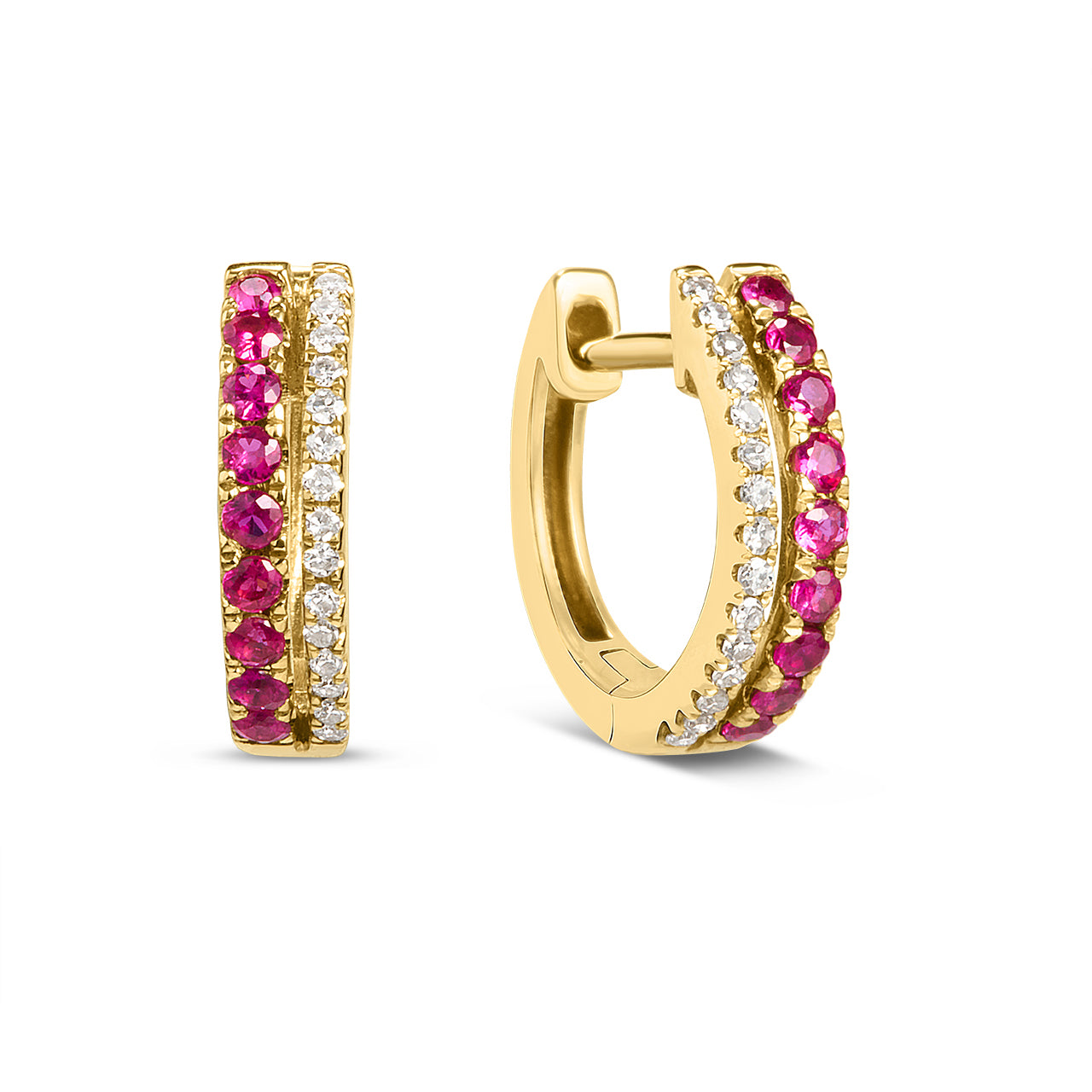 Ruby & Diamond Duet Huggie Earring