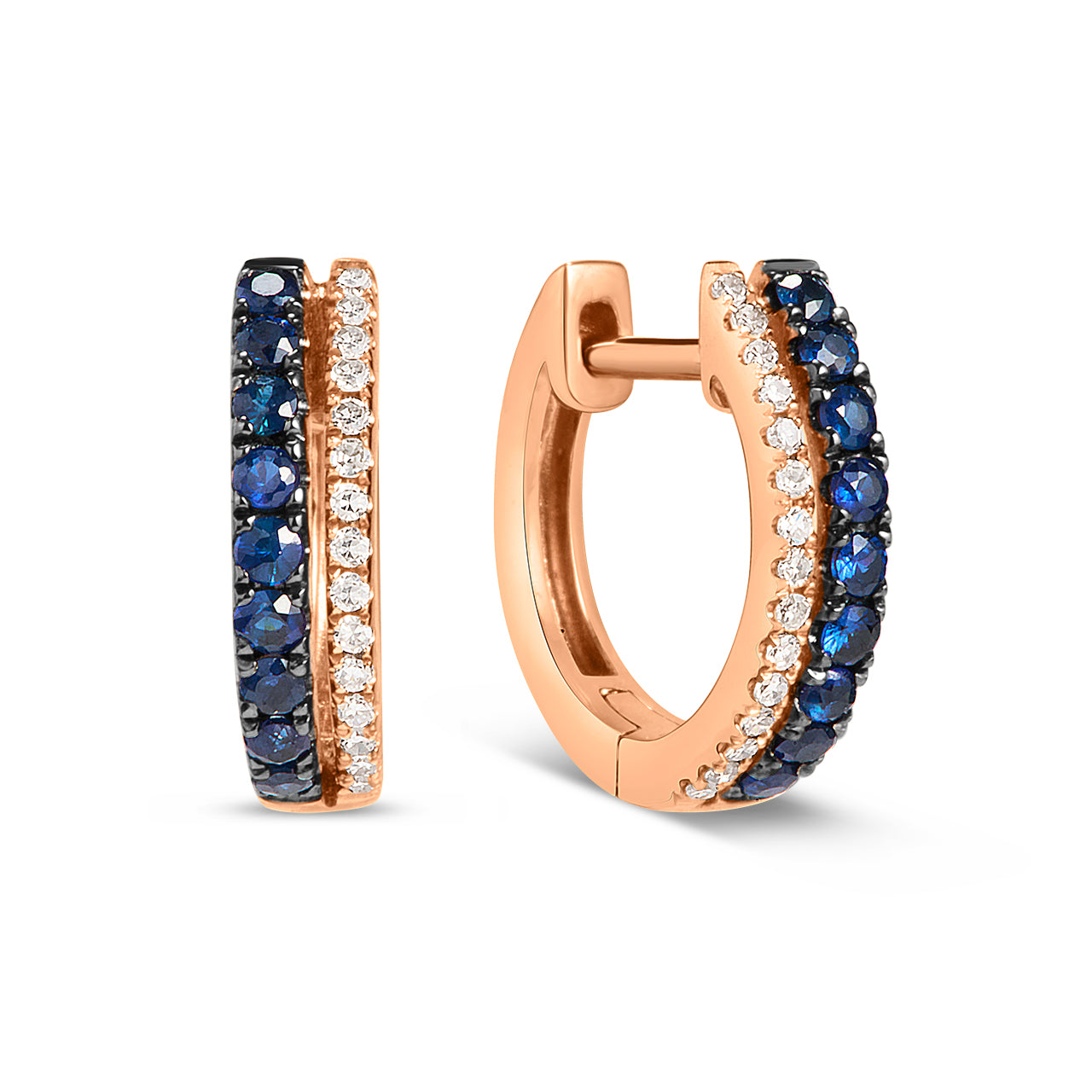Sapphire & Diamond Duet Huggie Earring