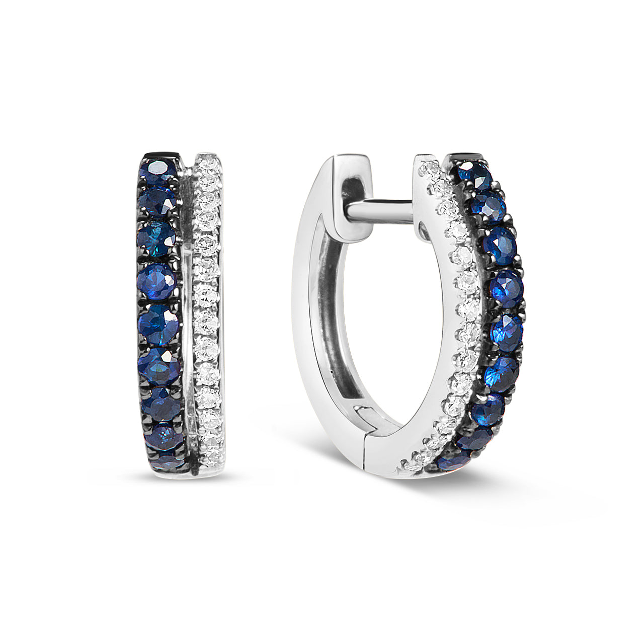 Sapphire & Diamond Duet Huggie Earring