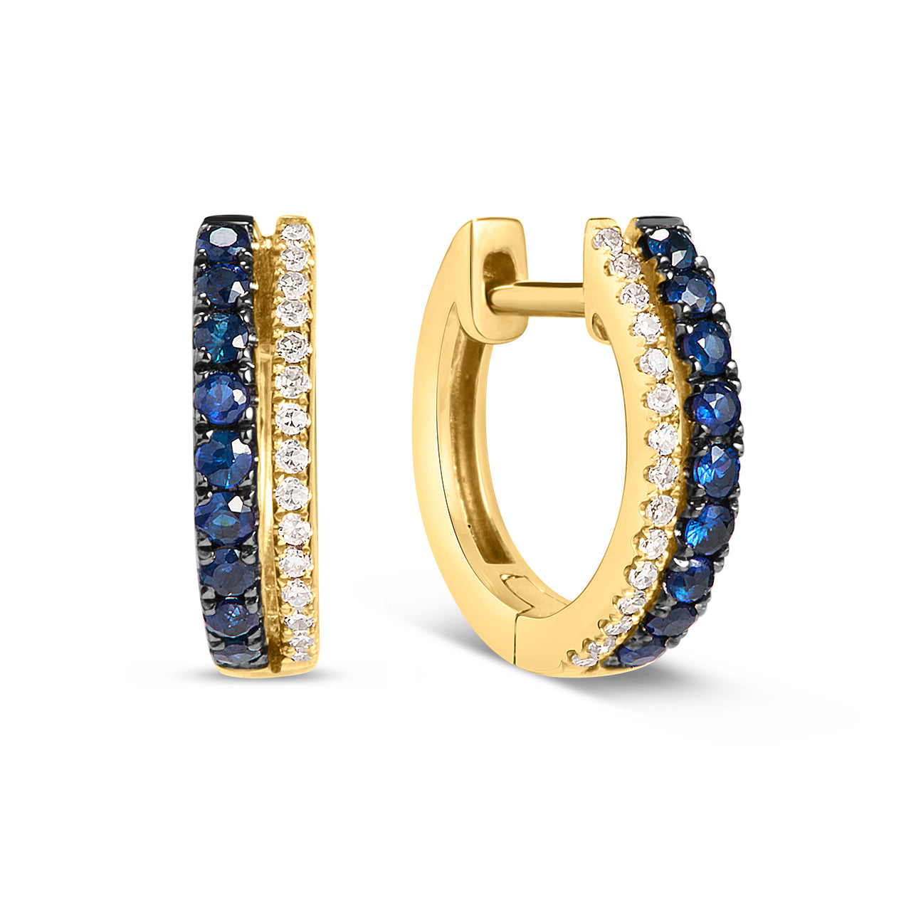 Sapphire & Diamond Duet Huggie Earring