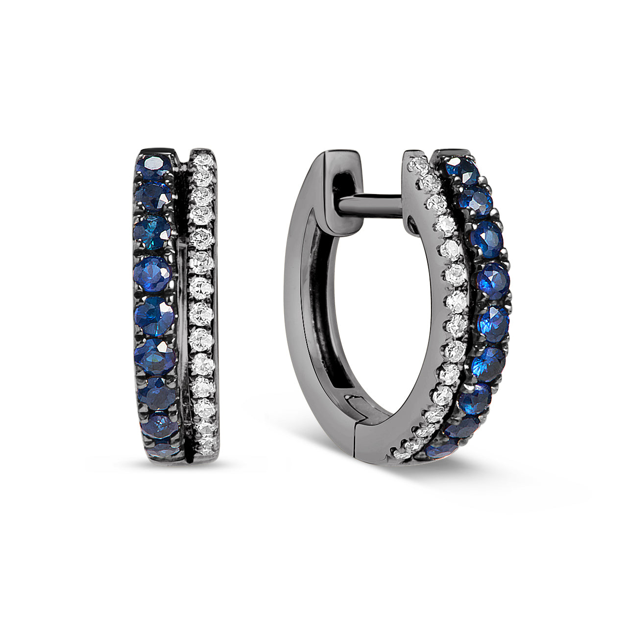 Sapphire & Diamond Duet Huggie Earring