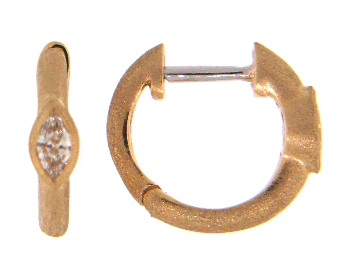 DIAMOND MARQUIS BEZEL HOOP EARRING