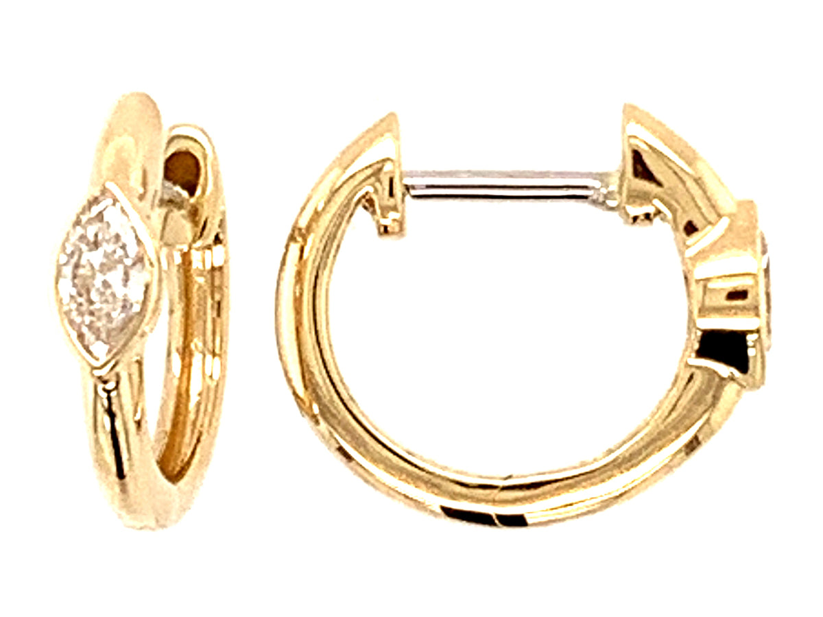 DIAMOND MARQUIS BEZEL HOOP EARRING, 14KY (N)