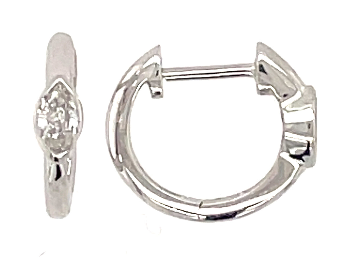 DIAMOND MARQUIS BEZEL HOOP EARRING, 14KW (N)
