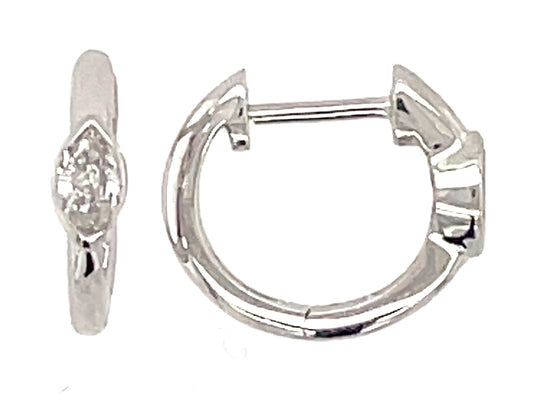 DIAMOND MARQUIS BEZEL HOOP EARRING, 14KW (N)
