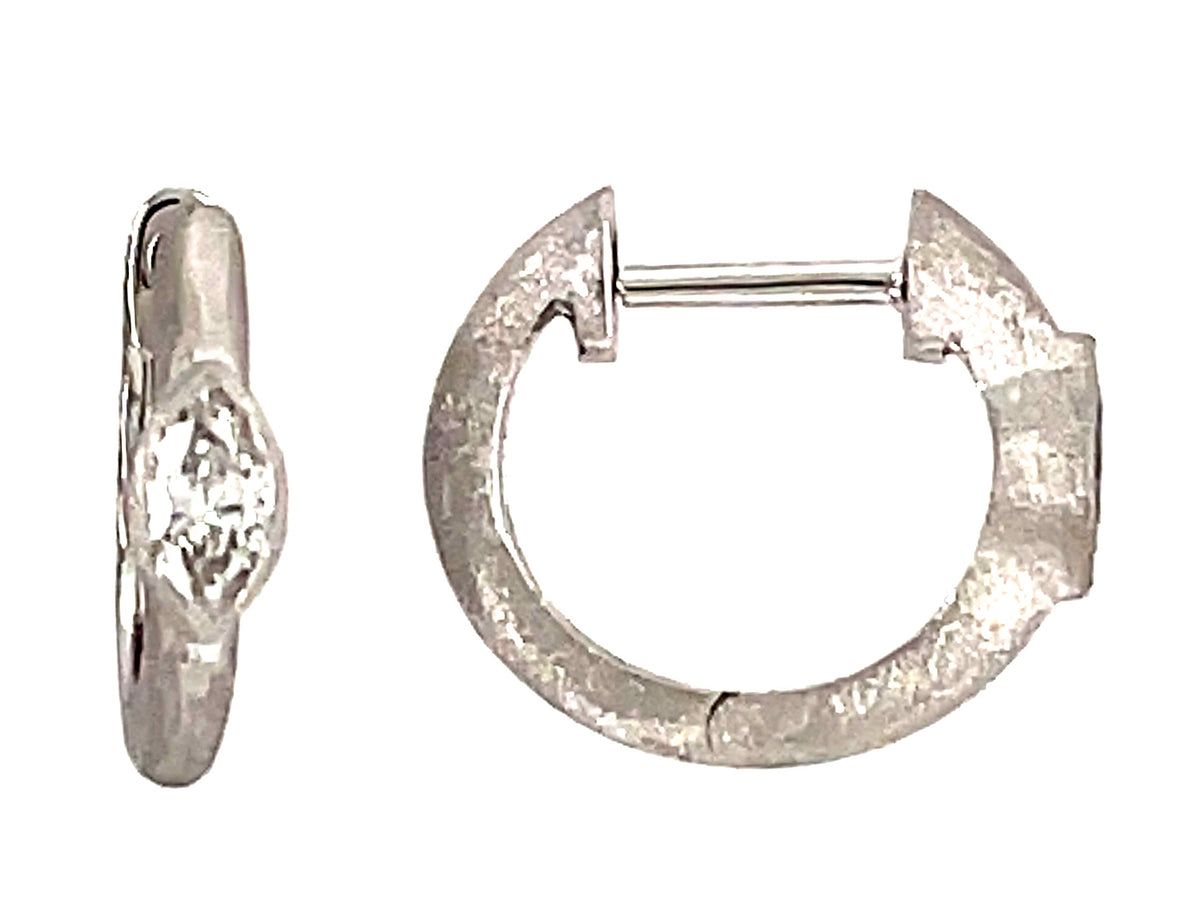 DIAMOND MARQUIS BEZEL HOOP EARRING