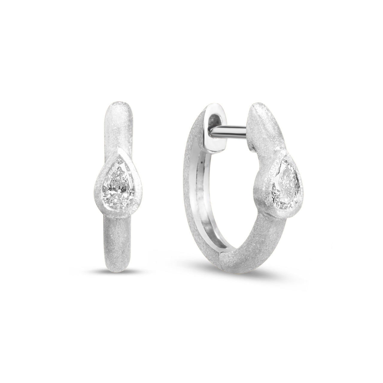 Diamond Pear Bezel Huggie Earring