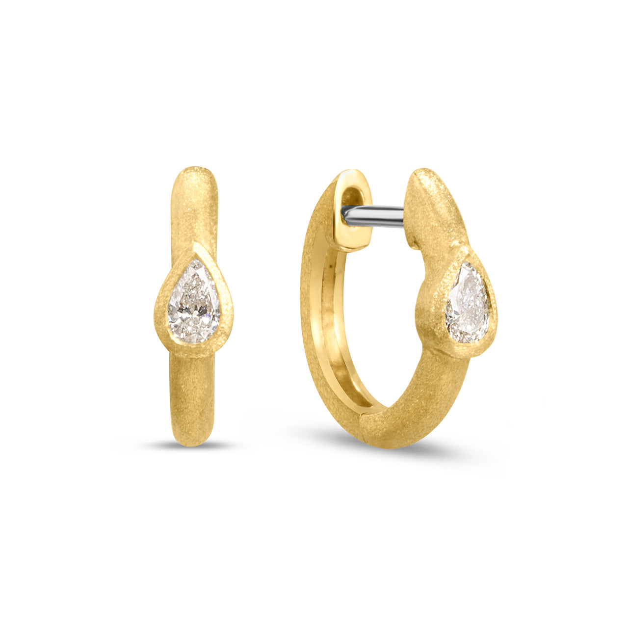 Diamond Pear Bezel Huggie Earring