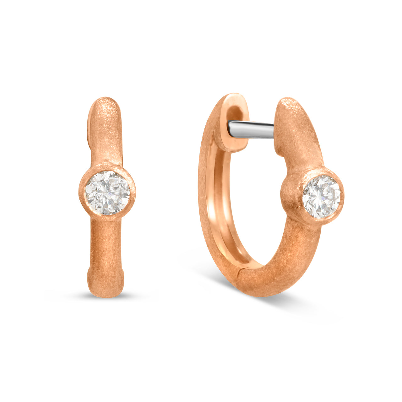 Diamond Round Bezel Huggie Earring