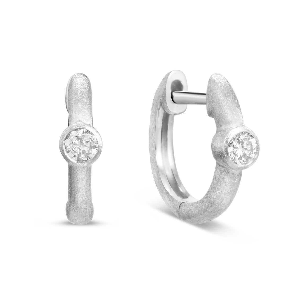 Diamond Round Bezel Huggie Earring