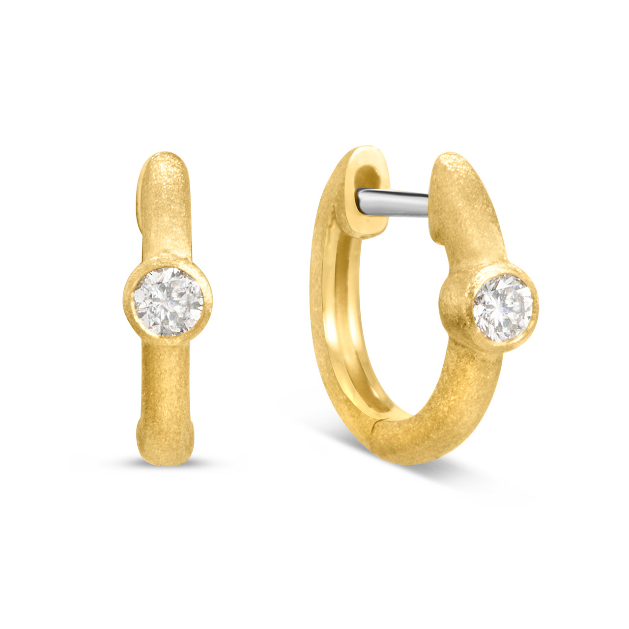 Diamond Round Bezel Huggie Earring