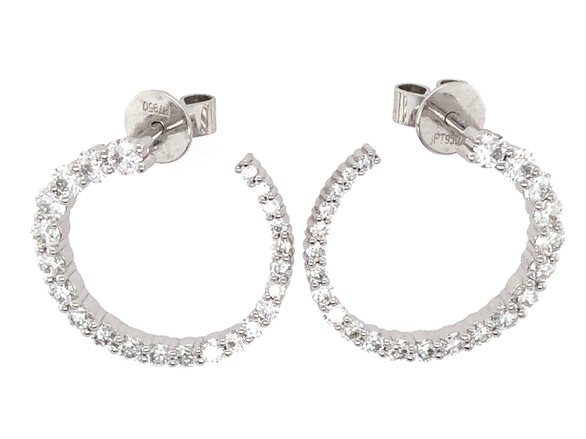 DIAMOND OPEN CIRCLE FRONT FACING SPIRAL EARRING