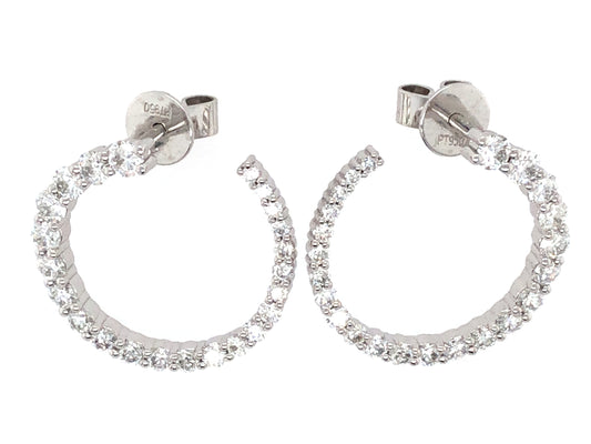DIAMOND OPEN CIRCLE FRONT FACING SPIRAL EARRING