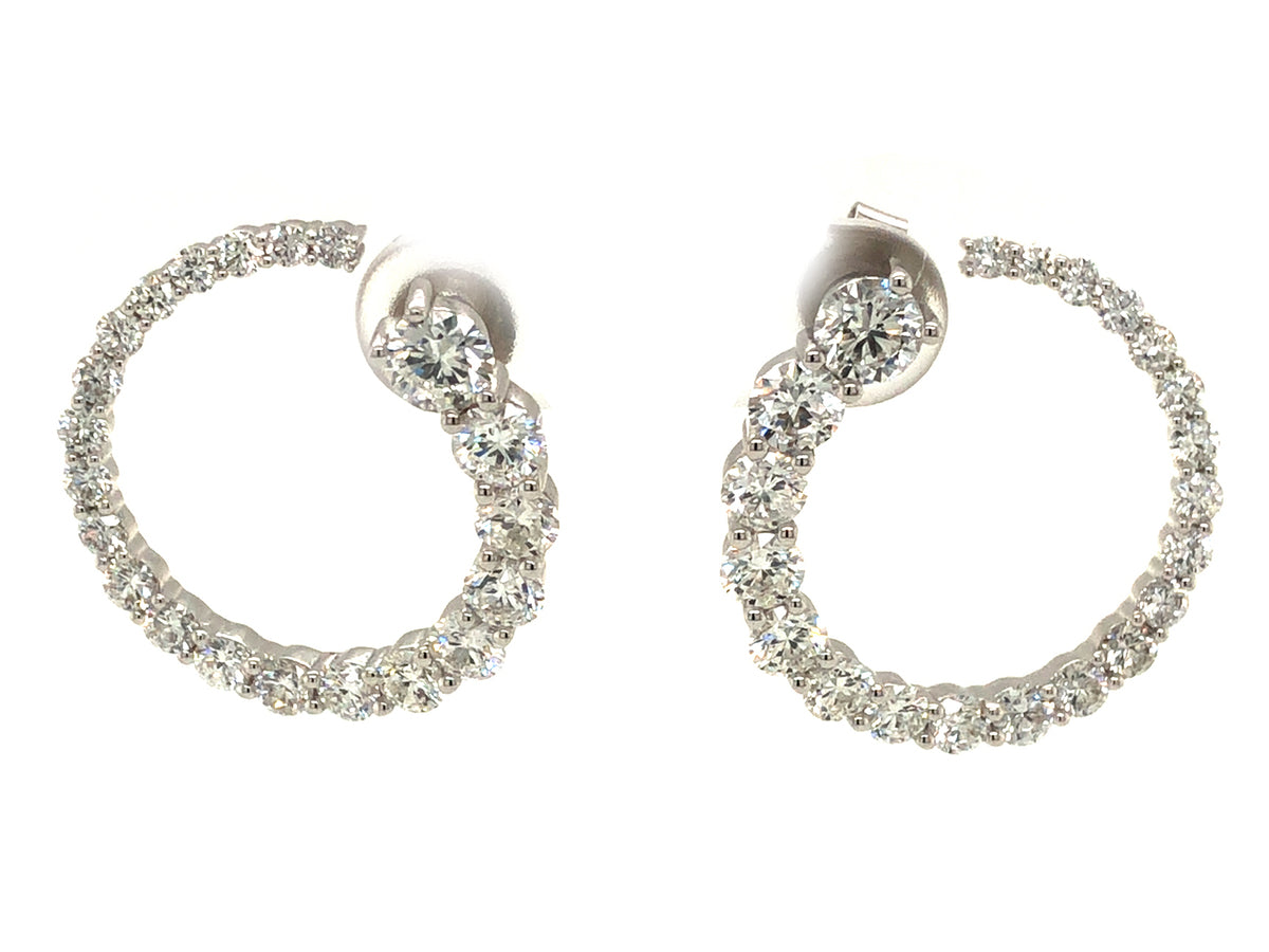 DIAMOND OPEN CIRCLE FRONT FACING SPIRAL EARRING