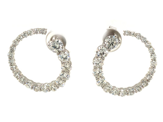 DIAMOND OPEN CIRCLE FRONT FACING SPIRAL EARRING