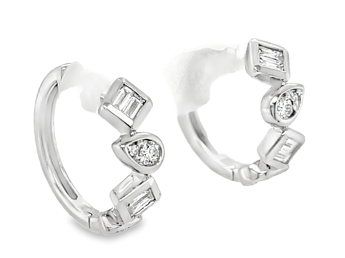DIAMOND PIVOTING SHAPES HOOP EARRING
