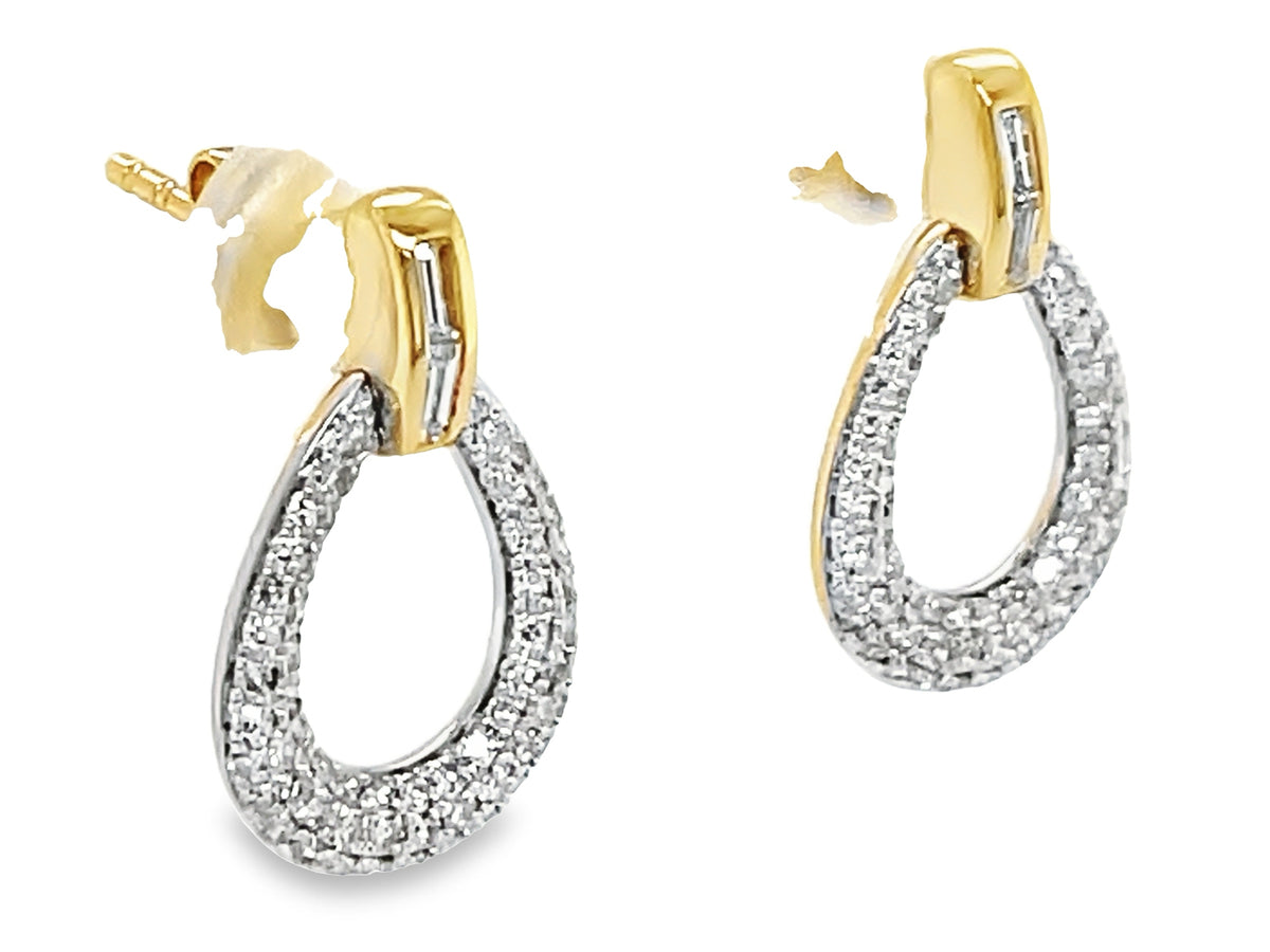 DIAMOND PAVE PEAR POST EARRING, 17MM, 14KY (N)