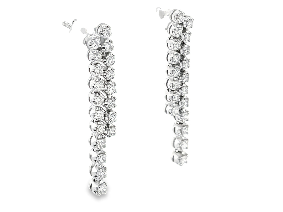 DIAMOND 2 ROW DANGLE EARRING