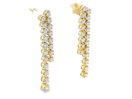 DIAMOND 2 ROW DANGLE EARRING