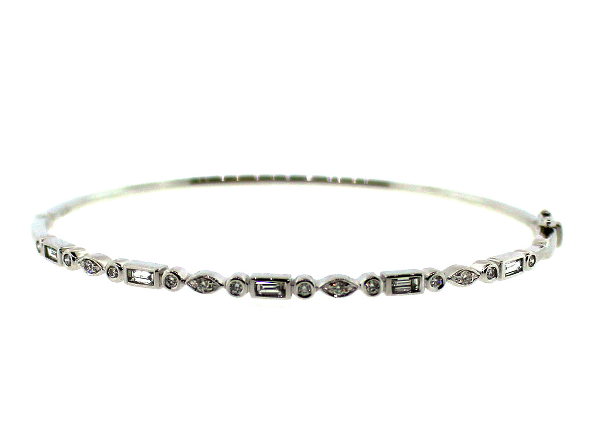 DIAMOND BAGUETTE & ROUND BEZEL BANGLE